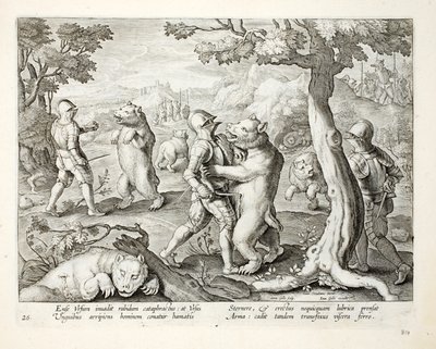 Men in Heavy Armour Attack Bears by Stabbing Them in the Vitals, illustration from 
